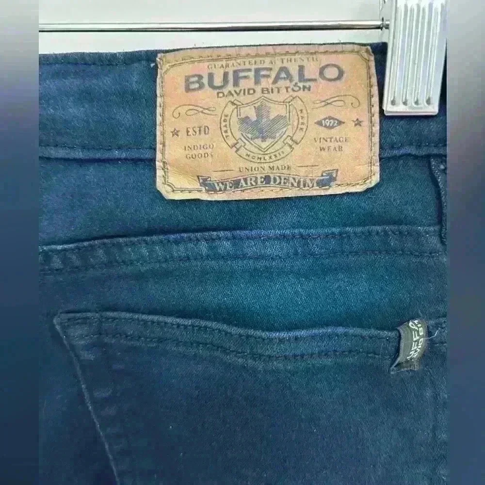 Buffalo David Bitton Evan Slim Straight Fit Faded Dark Blue Stretch Jeans Size12